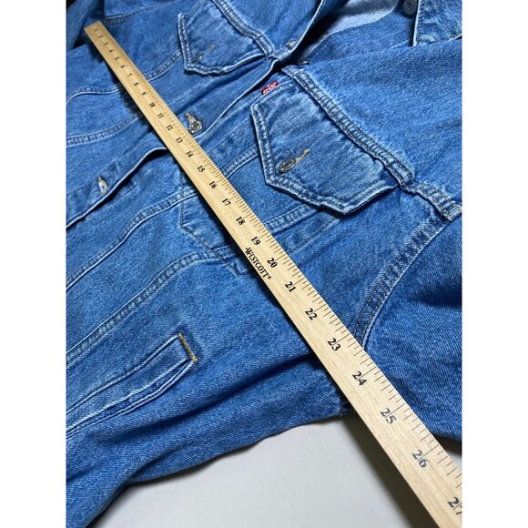 Levis Blue Denim Jean Jacket Womens Plus Size 1X Tracker Button Pockets Moto - Picture 5 of 16